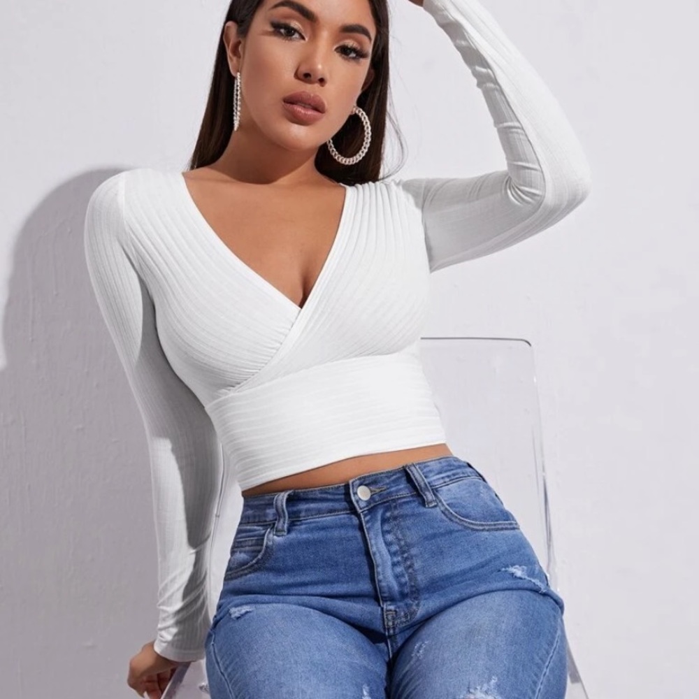 White long sleeve top